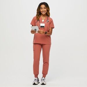 FIGS Set XXS Catalina + High Waist Zamora Joggers Terracotta